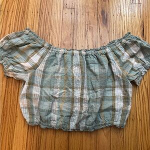 American Eagle Outfitters Striped Green and Tan Blouse